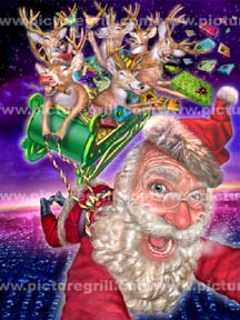 designs for christmas with santa and reindeer